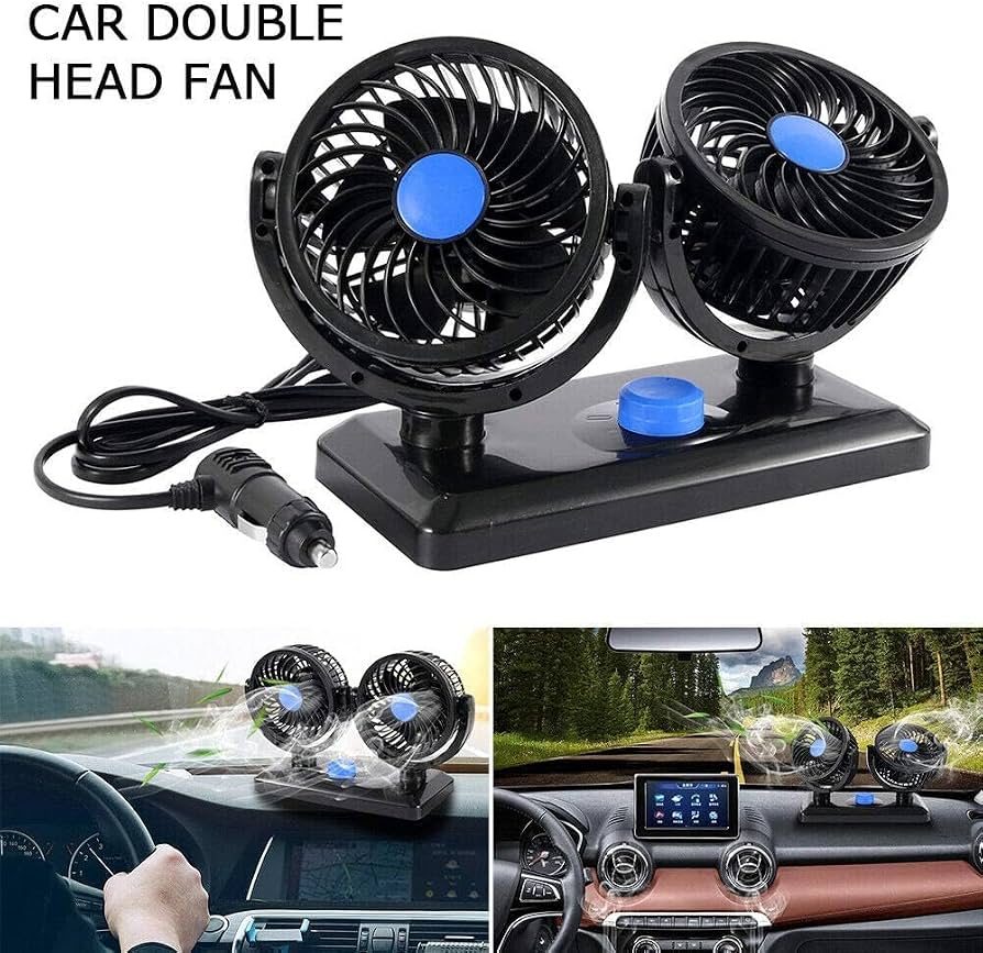 Double Head 360 Rotatable Car Fan 12v