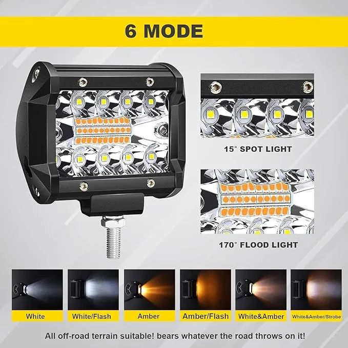 4" Work Light White Amber 84w