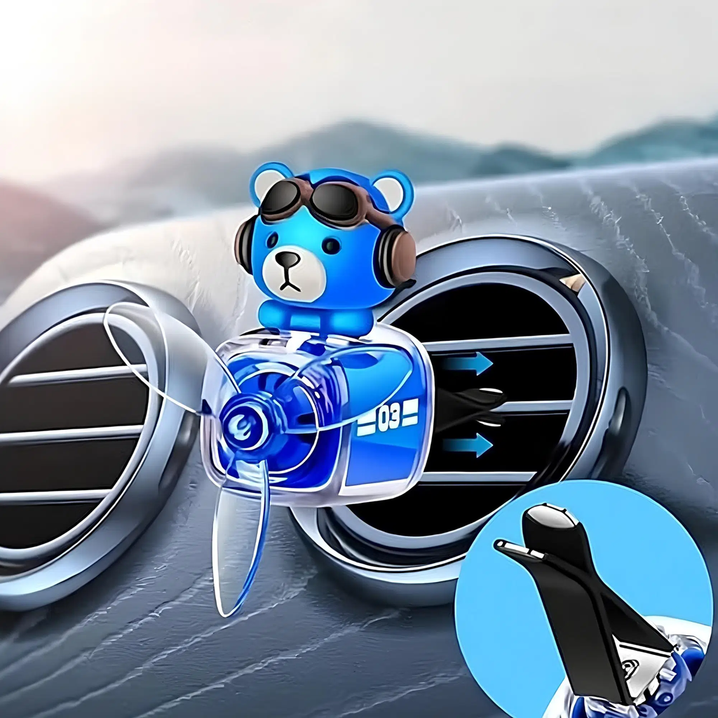 Mini Airplane Car Air Freshener for AC Vent – Propeller Rotation (Blue)