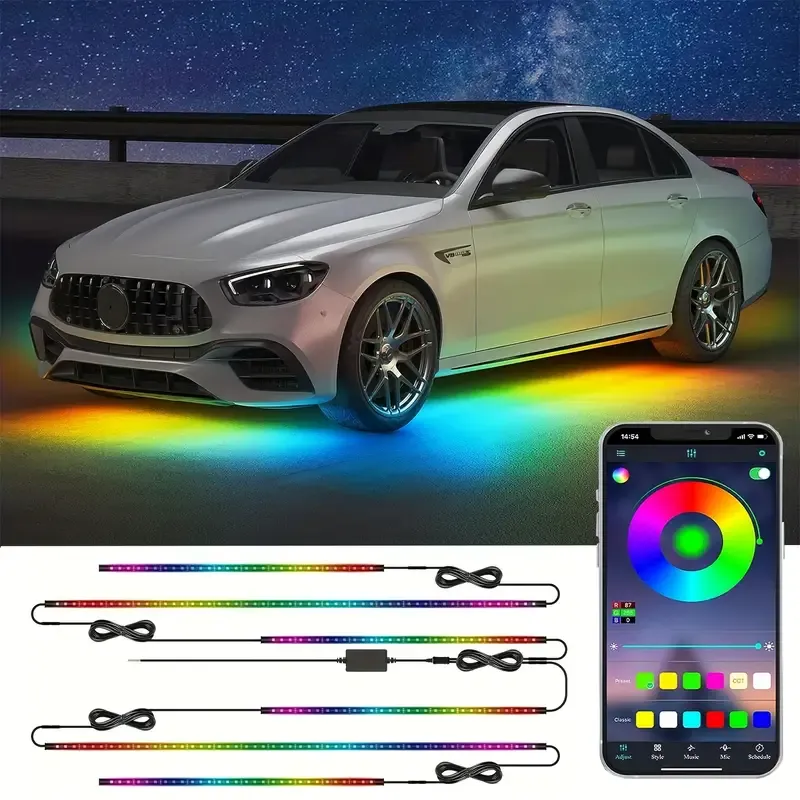 Car Under Glow Light RGB Symphony  6pcs (4pcs*60CM+ 2pcs*150cm)