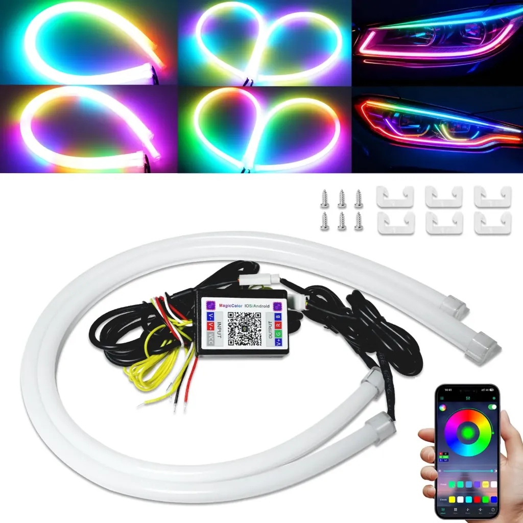 Tube DRL HEADLIGHT STRIP LIGHT 60CM RGB