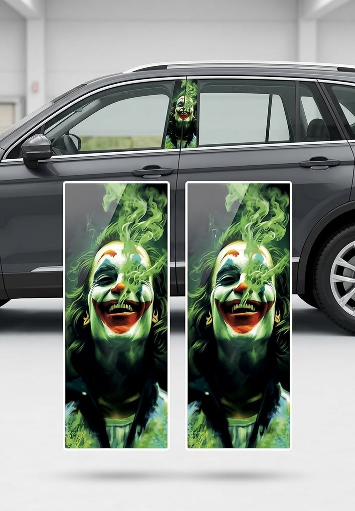 Door Pillar Sticker - Green Flame Joker